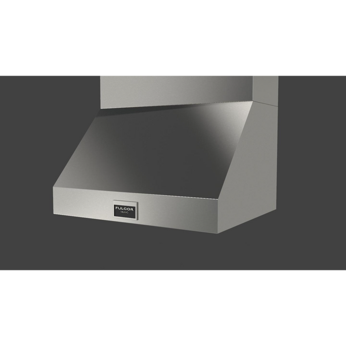 Fulgor Milano 30-Inch Pro Wall Hood, 600 Series, 600 CFM, 18-Inch Depth, Baffle Filters, Knob Control
