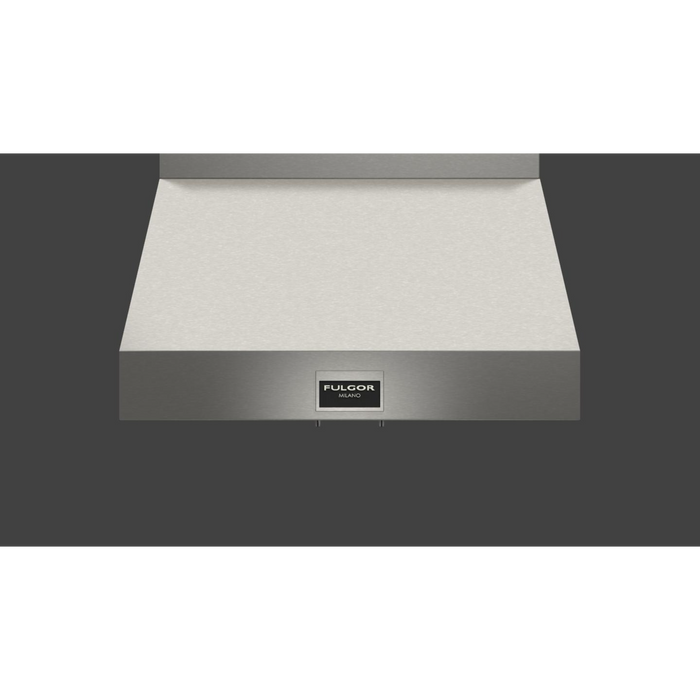 Fulgor Milano 30-Inch Pro Wall Hood, 600 Series, 600 CFM, 18-Inch Depth, Baffle Filters, Knob Control
