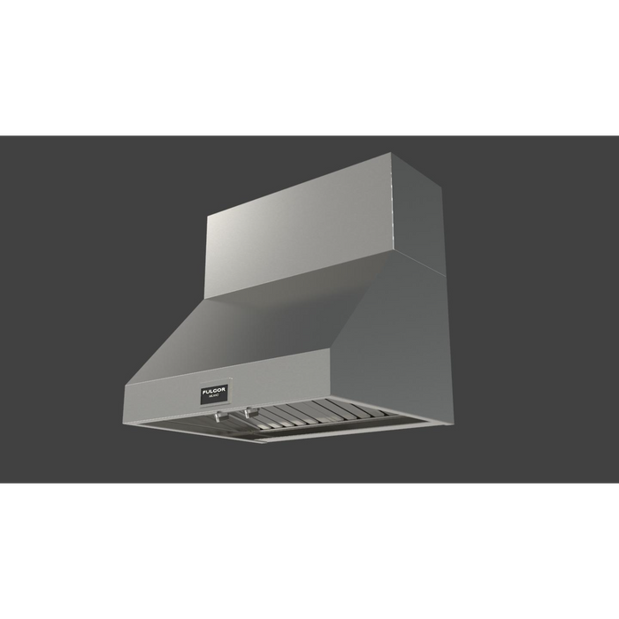 Fulgor Milano 30-Inch Pro Wall Hood, 600 Series, 600 CFM, 18-Inch Depth, Baffle Filters, Knob Control