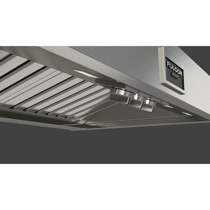 Fulgor Milano 36-Inch Pro Wall Hood, 600 Series, 1000 CFM, 18-Inch Depth, Baffle Filters