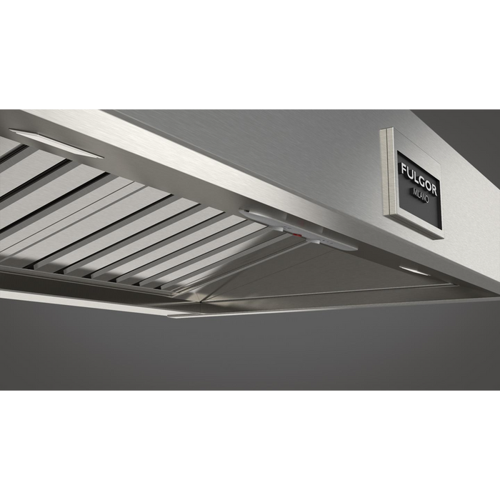 Fulgor Milano 36-Inch Pro Wall Hood, 600 Series, 600 CFM, 18-Inch Depth, Baffle Filters