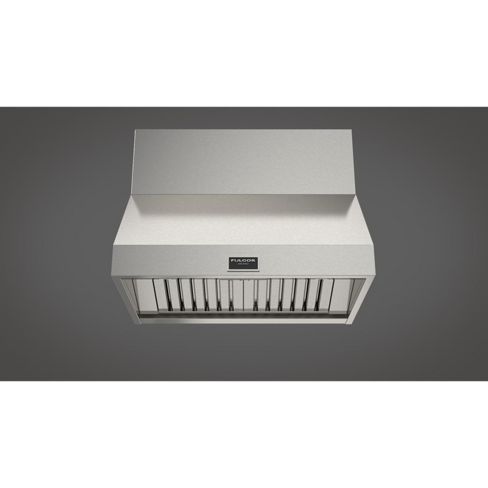 Fulgor Milano 36-Inch Pro Wall Hood, 600 Series, 600 CFM, 18-Inch Depth, Baffle Filters
