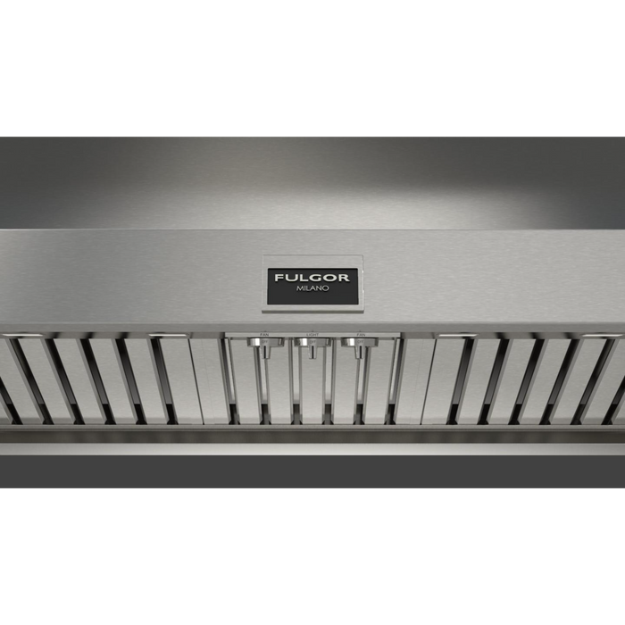 Fulgor Milano 48-Inch Pro Wall Hood, 600 Series, 1000 CFM, 18-Inch Depth, Baffle Filters
