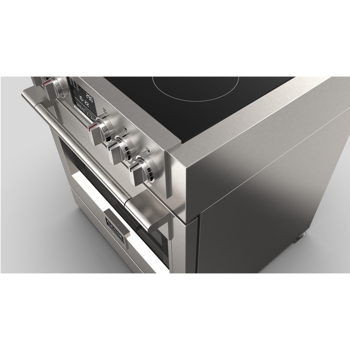 Fulgor Milano Sofia Pro 30-Inch Freestanding Induction Range, 600 Series, 4 Quantum Induction Burners, Self-Clean, Soft-Close Door