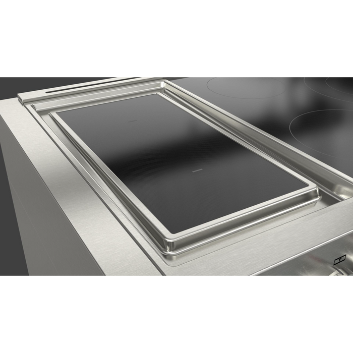 Fulgor Milano Sofia Pro 48-Inch Freestanding Induction Range, 600 Series, 5 Quantum Induction Burners, 2-Zone Quantum Induction Trilaminate Griddle, 30-Inch Primary Oven, 18-Inch Companion Oven, Self-Clean, Soft-Close Door