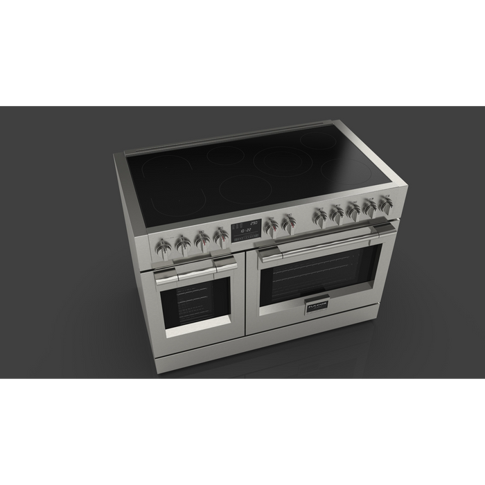 Fulgor Milano Sofia Pro 48-Inch Freestanding Induction Range, 600 Series, 7 Quantum Induction Burners (5 Zones + 2-Zone Bridge), 30-Inch Primary Oven, 18-Inch Companion Oven, Self-Clean, Soft-Close Door