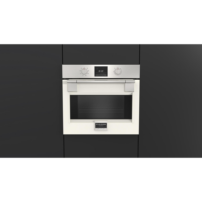 Fulgor Milano 30-Inch Pro Built-In Electric Single Oven, 600 Series, Self-Clean, Dual Convection, Multi-Pass Broiler, Soft-Close Door, 2 Standard Racks, 1 Telescopic Rack, Stainless Steel Finish