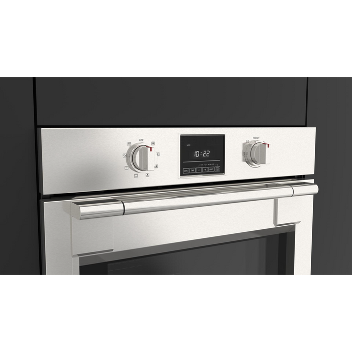 Fulgor Milano 30-Inch Pro Built-In Electric Single Oven, 600 Series, Self-Clean, Dual Convection, Multi-Pass Broiler, Soft-Close Door, 2 Standard Racks, 1 Telescopic Rack, Stainless Steel Finish