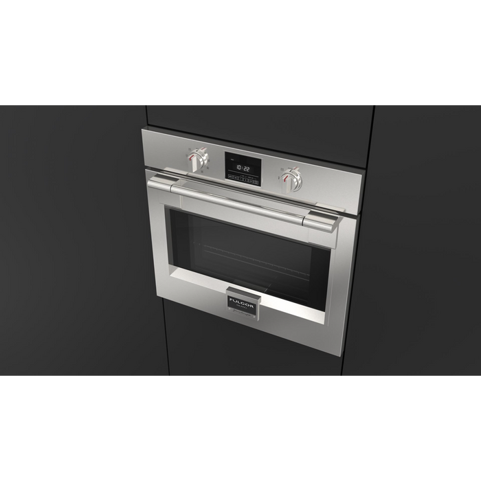 Fulgor Milano 30-Inch Pro Built-In Electric Single Oven, 600 Series, Self-Clean, Dual Convection, Multi-Pass Broiler, Soft-Close Door, 2 Standard Racks, 1 Telescopic Rack, Stainless Steel Finish