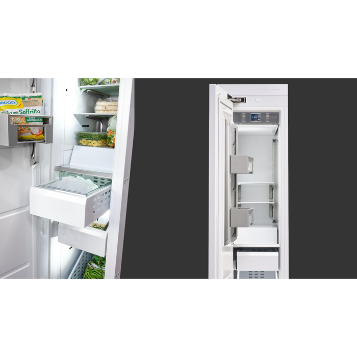 Fulgor Milano 8.22 cu.ft  Pro Integrated Column Freezer, 700 Series, LH, Overlay, Bottom Compressor, Metal Interior, Ice Maker