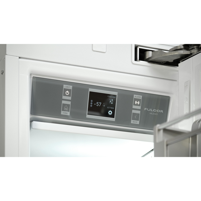 Fulgor Milano 8.22 cu.ft Pro Integrated Column Freezer, 700 Series, RH, Overlay, Bottom Compressor, Metal Interior, Ice Maker