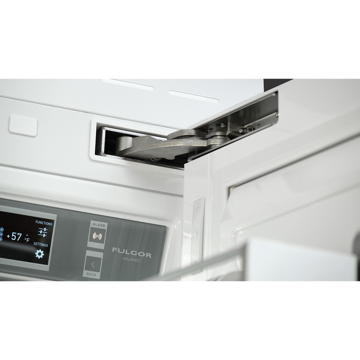 Fulgor Milano 8.22 cu.ft Pro Integrated Column Freezer, 700 Series, RH, Overlay, Bottom Compressor, Metal Interior, Ice Maker