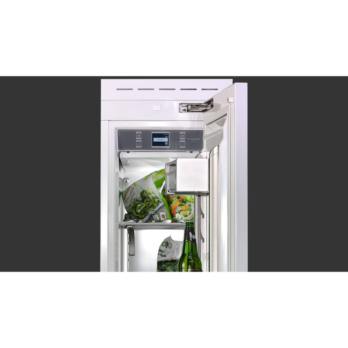 Fulgor Milano 8.22 cu.ft Pro Integrated Column Freezer, 700 Series, RH, Overlay, Bottom Compressor, Metal Interior, Ice Maker