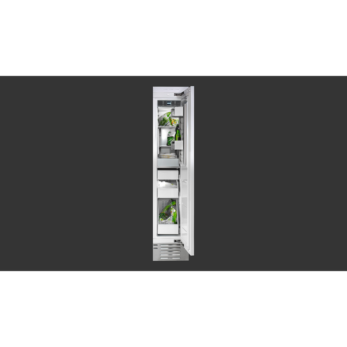 Fulgor Milano 8.22 cu.ft Pro Integrated Column Freezer, 700 Series, RH, Overlay, Bottom Compressor, Metal Interior, Ice Maker