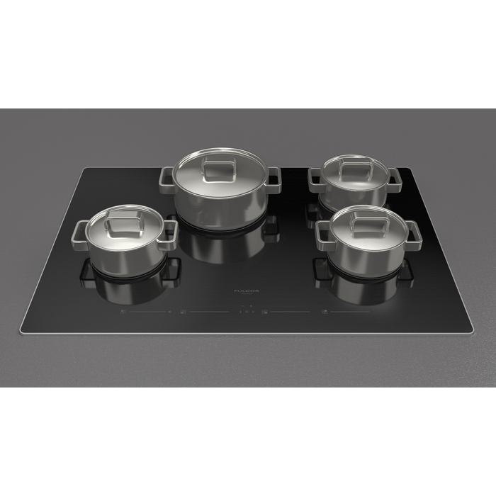 Fulgor Milano 30-Inch Distinto Built-In Premium Electric Cooktop, 700 Series, 4 Cooking Zones, Touch Slide Controls, Brushed Aluminum Trim
