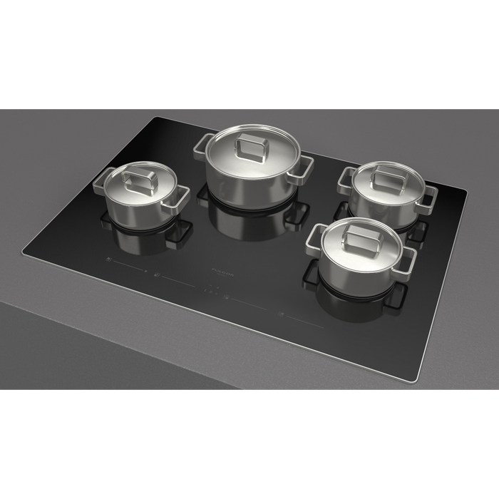Fulgor Milano 30-Inch Distinto Built-In Premium Electric Cooktop, 700 Series, 4 Cooking Zones, Touch Slide Controls, Brushed Aluminum Trim
