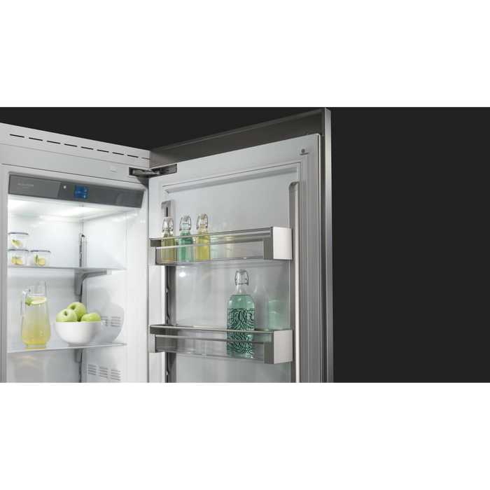 Fulgor Milano 13.03 cu.ft Pro Column Refrigerator, 700 Series, RH, Stainless Cladded, Bottom Compressor, Metal Interior, Stainless Soft-Closing Crispers, Includes Pro Handle & Badge Accessory