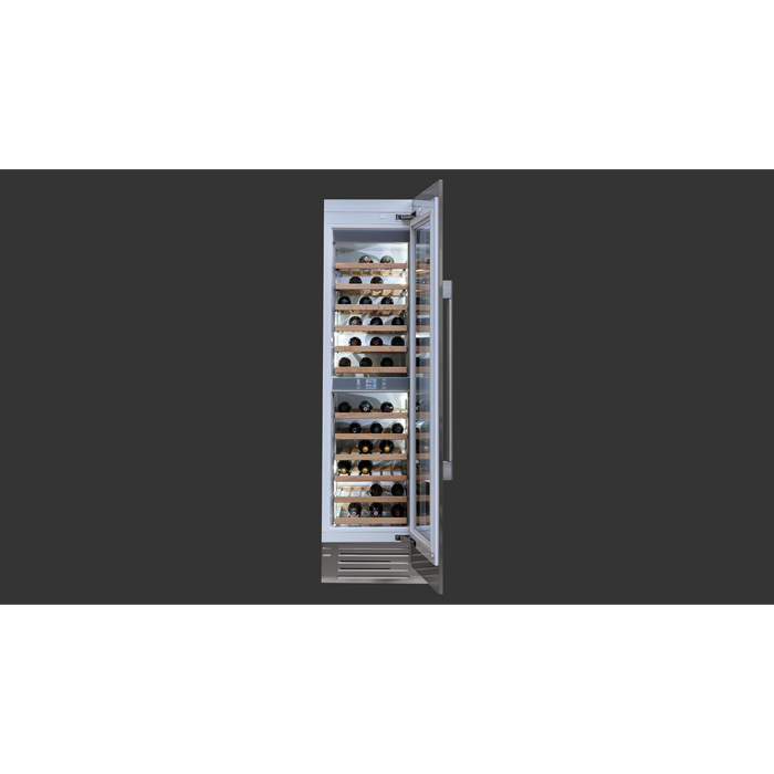 Fulgor Milano 24-Inch Pro Column Wine Cellar, 700 Series, RH, Stainless Cladded, Bottom Compressor, 2 Zones, Metal Interior, Stainless Soft-Closing Racks, Includes Pro Handle & Badge Accessory