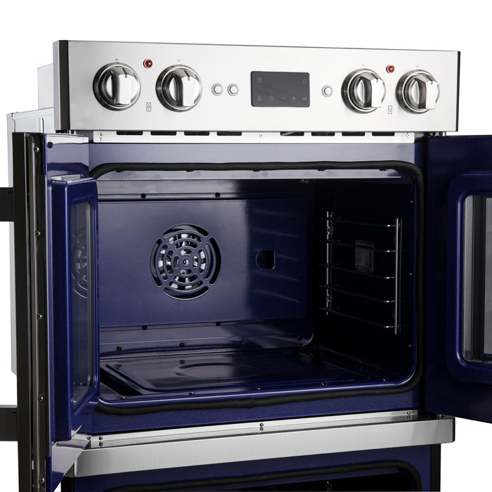 Forno Gallico 30-Inch Electric French Door Double Oven, Stainless Steel, Convection Cooking, Touch Control Panel, Self-Cleaning Function