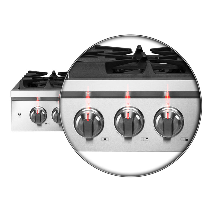 Forno Spezia Alta Qualita 30-Inch Pro-Style Gas Rangetop, Stainless Steel, 5 Sealed Burners, Continuous Cast Iron Grates, High Heat Output