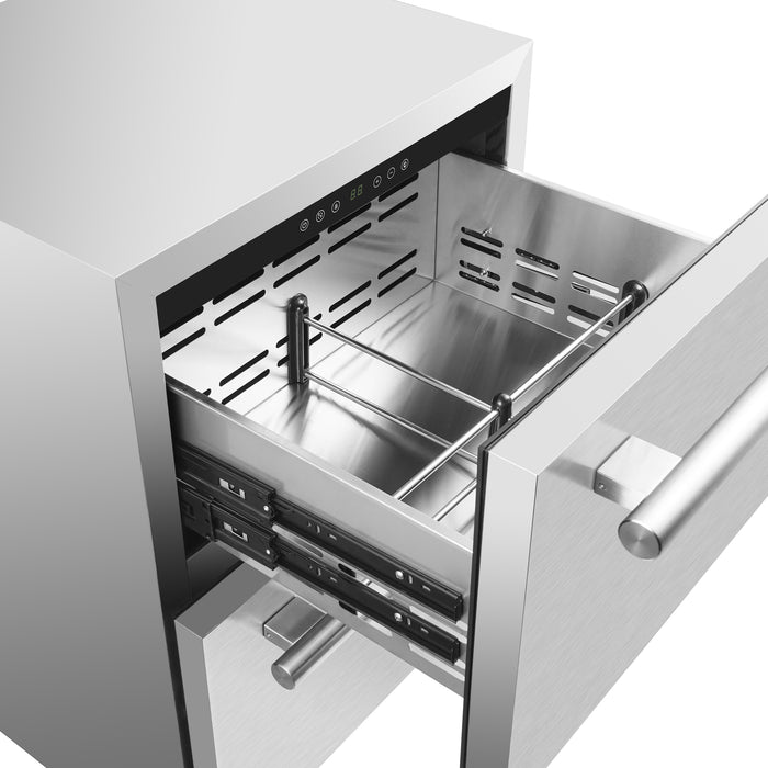Forno Como Indoor Outdoor Drawer Refrigerator, 4.87 cu.ft, Stainless Steel Interior, Adjustable Shelves, LED Lighting
