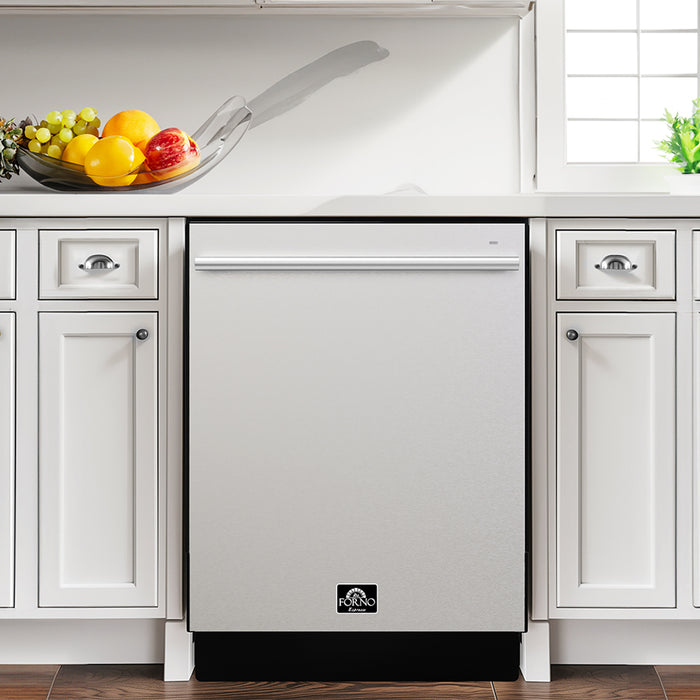 FORNO Premium 3-Piece Kitchen Bundle - 30" Gas Range, Bottom Freezer Refrigerator, Built-In Dishwasher, Stainless Steel - FBDL-012-01CAUS