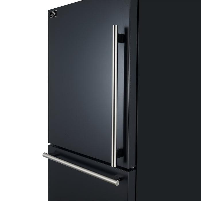 Forno Milano Espresso 31-Inch Black Bottom Freezer Refrigerator, 17.2 Cu. Ft., Energy-Efficient, No Frost, Built-In Ice Maker