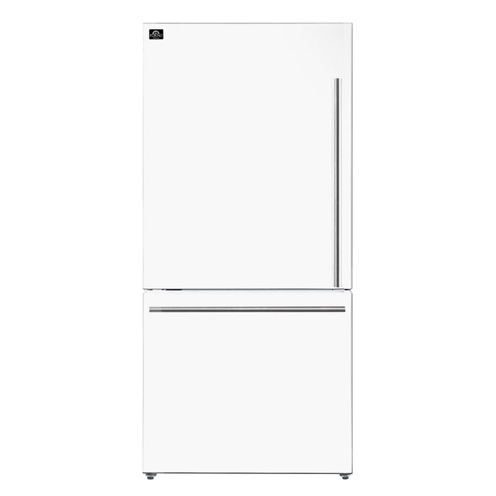 Forno Milano Espresso 31-Inch White French Door Refrigerator, Bottom Freezer, 17.2 Cu. Ft., Energy-Efficient, No Frost, Built-In Ice Maker