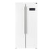 White refrigerator with side-by-side doors on a white background