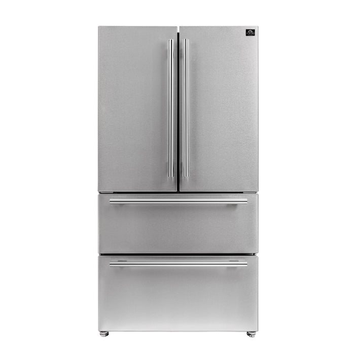 FORNO Premium 3-Piece Kitchen Bundle - Galiano 36" Dual Fuel Range, 36" French Door Refrigerator, 24" Built-In Dishwasher - FBDL-004-02CAUS