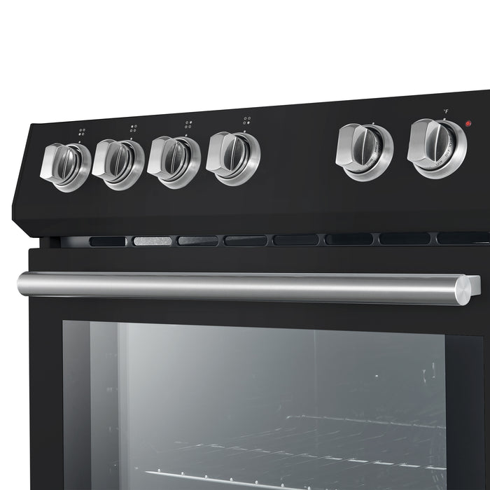 Forno Leonardo Espresso 30-Inch Black Electric Range, True Convection, Energy Efficient