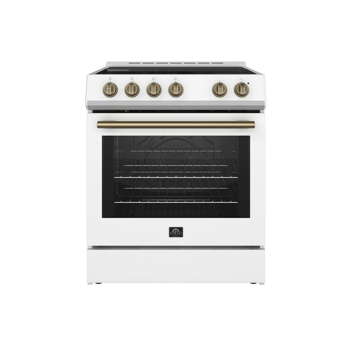 Forno Leonardo Espresso 30-Inch White Electric Range, True Convection, Energy Efficient