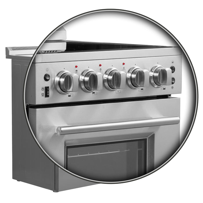 FORNO Loiano 24-Inch Freestanding Electric Range Stainless Steel, 4 Elements 6,000W, 2.3 cu.ft. with Storage Drawer