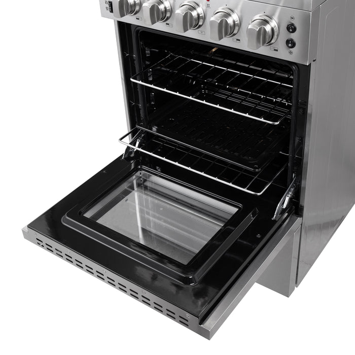 FORNO Loiano 24-Inch Freestanding Electric Range Stainless Steel, 4 Elements 6,000W, 2.3 cu.ft. with Storage Drawer