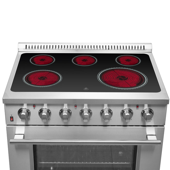 Forno Galiano 36-Inch Freestanding Electric Range, True Convection, Energy Efficient