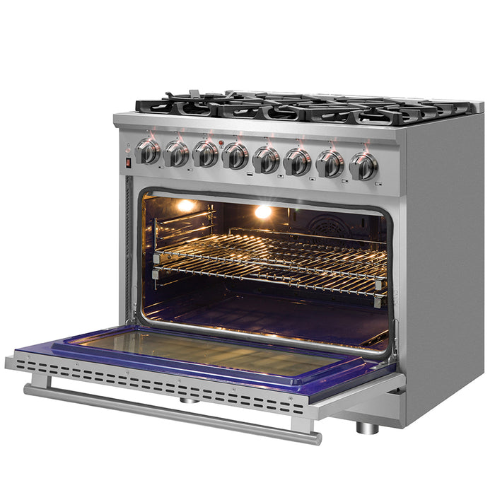 Forno Massimo 36-Inch Freestanding Dual Fuel Range, 6 Burners, Double Convection Ovens