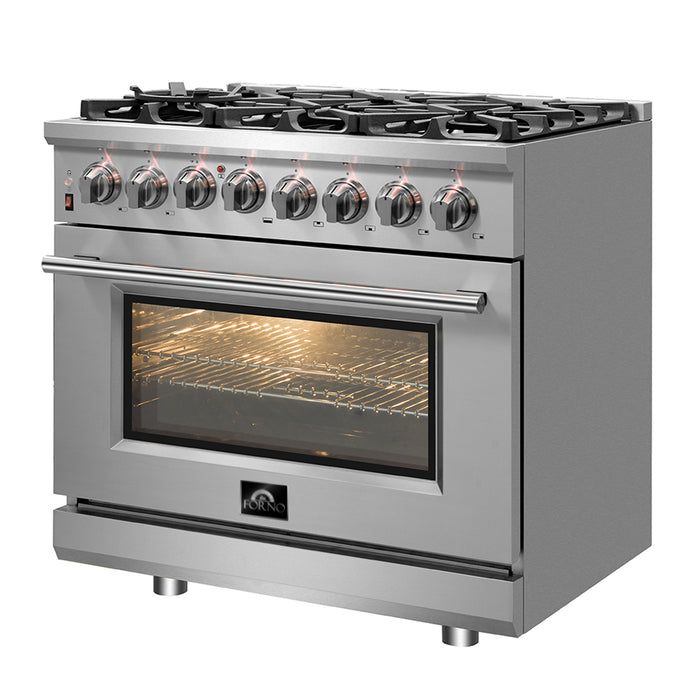 Forno Massimo 36-Inch Freestanding Dual Fuel Range, 6 Burners, Double Convection Ovens