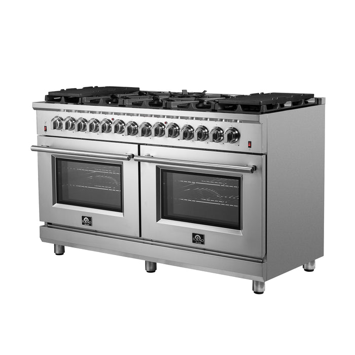 Forno Massimo 60-Inch Freestanding Dual Fuel Range, 10 Burners, Double Convection Ovens