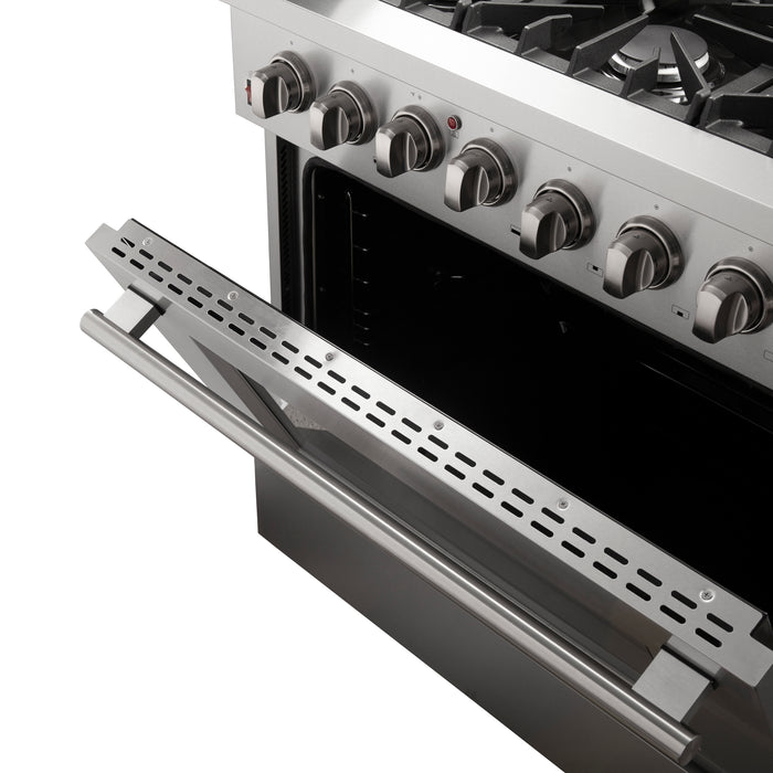 FORNO Premium 3-Piece Kitchen Bundle - Galiano 36" Dual Fuel Range, 36" French Door Refrigerator, 24" Built-In Dishwasher - FBDL-004-02CAUS