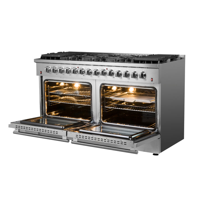 Forno Galiano 60-Inch Freestanding Dual Fuel Range, 10 Burners, Double Convection Ovens