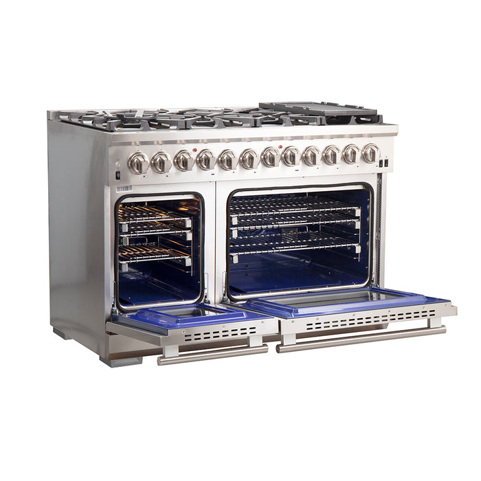 Forno Capriasca 48-Inch Freestanding Dual Fuel Range, 8 Burners, True Convection Oven