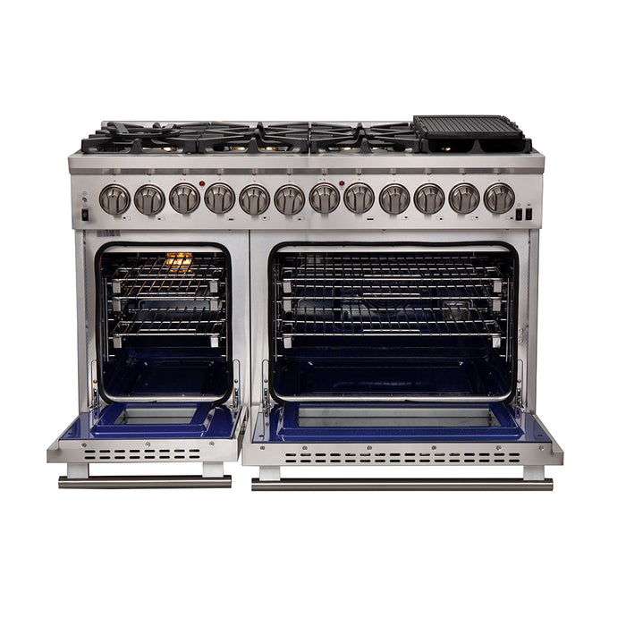 Forno Capriasca 48-Inch Freestanding Dual Fuel Range, 8 Burners, True Convection Oven