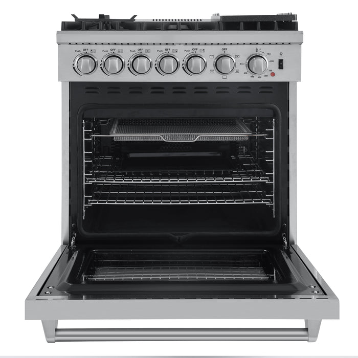 Forno Lazio 30-Inch Freestanding Dual Fuel Range, 4 Burners, True Convection Oven