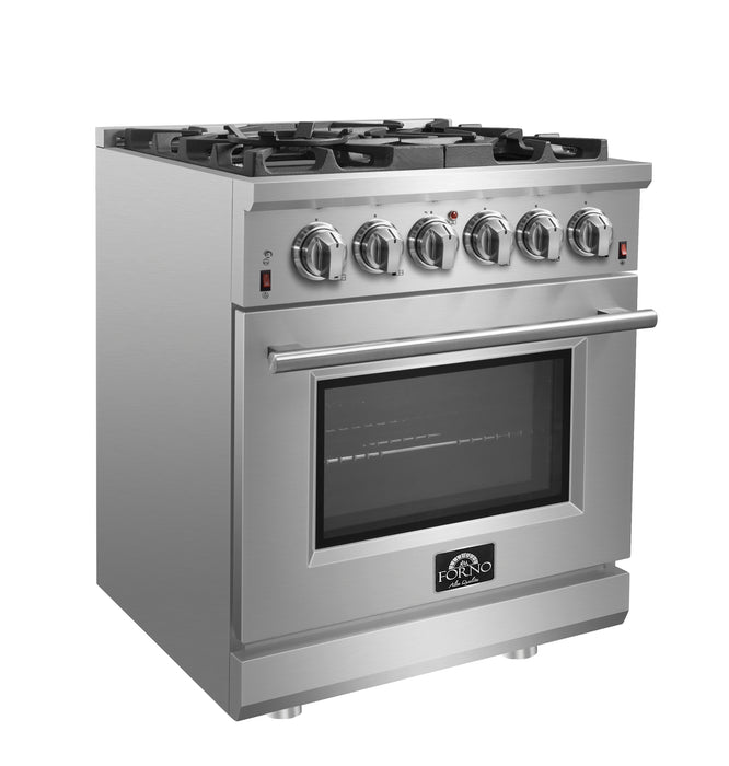 Forno Massimo 30-Inch Freestanding Gas Range, 4 Burners, True Convection Oven