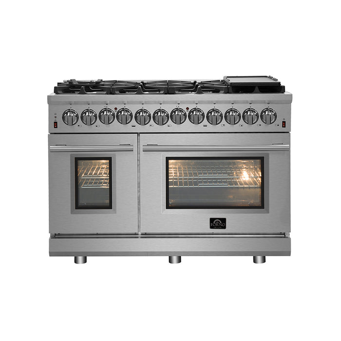 Forno Massimo 48-Inch Freestanding Gas Range, 8 Burners, True Convection Oven