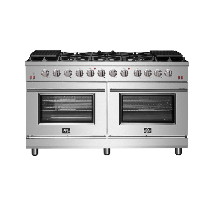 Forno Massimo 60-Inch Freestanding Gas Range, 10 Burners, True Convection Oven