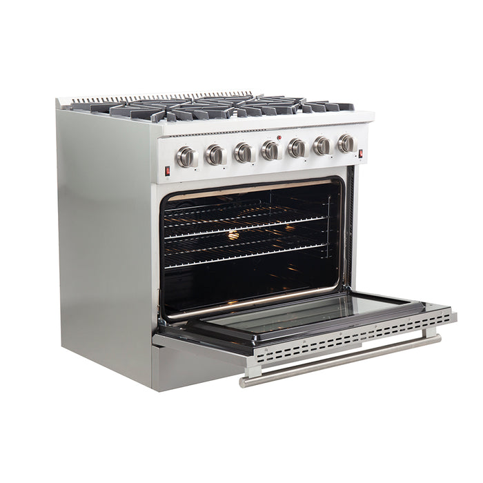 Forno Galiano 36-Inch Freestanding Gas Range, Stainless Steel, 6 Burners, Energy Efficient