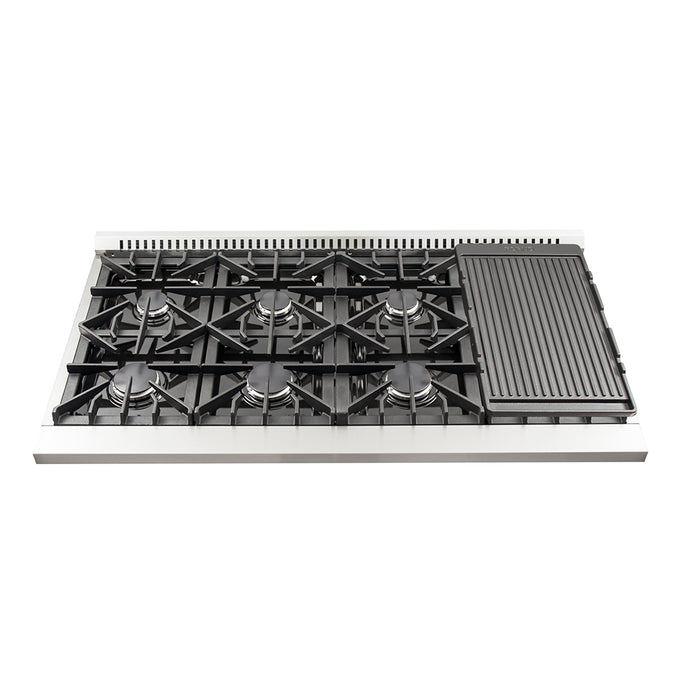 Forno Galiano 48-Inch Freestanding Gas Range, Stainless Steel, 8 Burners, 107,000 BTU, Griddle, Double Ovens, Energy Efficient