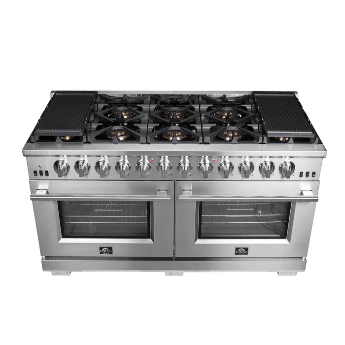 Forno Capriasca 60-Inch Freestanding Gas Range, 10 Burners, True Convection Oven