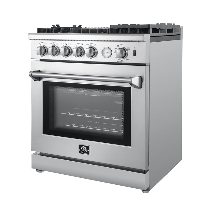 Forno Lazio 30-Inch Freestanding Gas Range, 4 Burners, Convection Oven, Energy Efficient